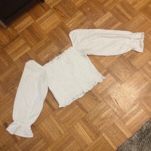 She + Sky Cream Textured Blouse